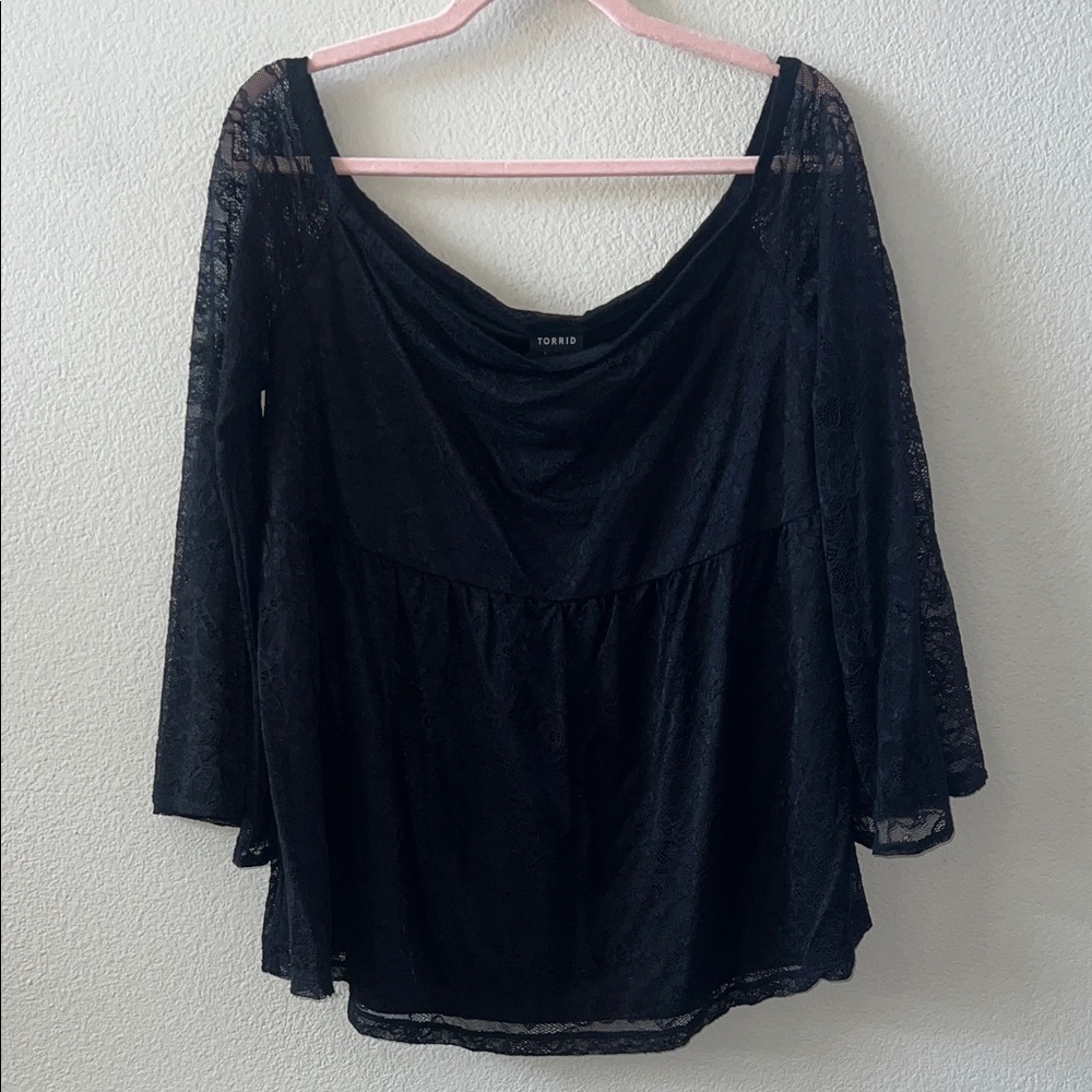 Torrid Elegant Black Lace Blouse